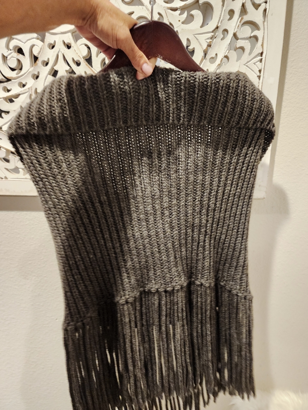 GUCCI ORIGINAL KNITTED PONCHO FRINGE FRONT ZIP OFF SHOULDERS WOOL + ALPACA SMALL - Picture 17 of 17
